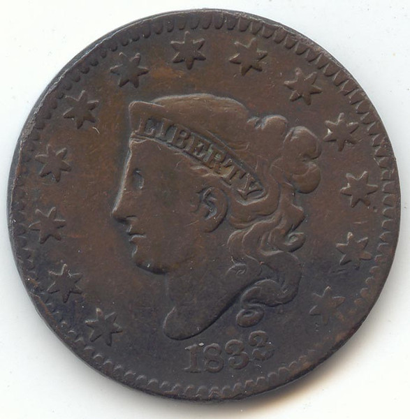 1833 Coronet Head Large Cent, Fine Details