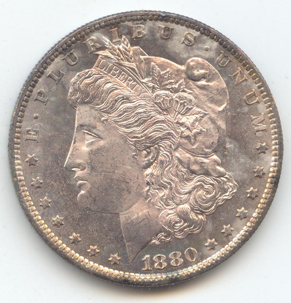 1880-S Morgan Silver Dollar, Colorful and Original Choice BU