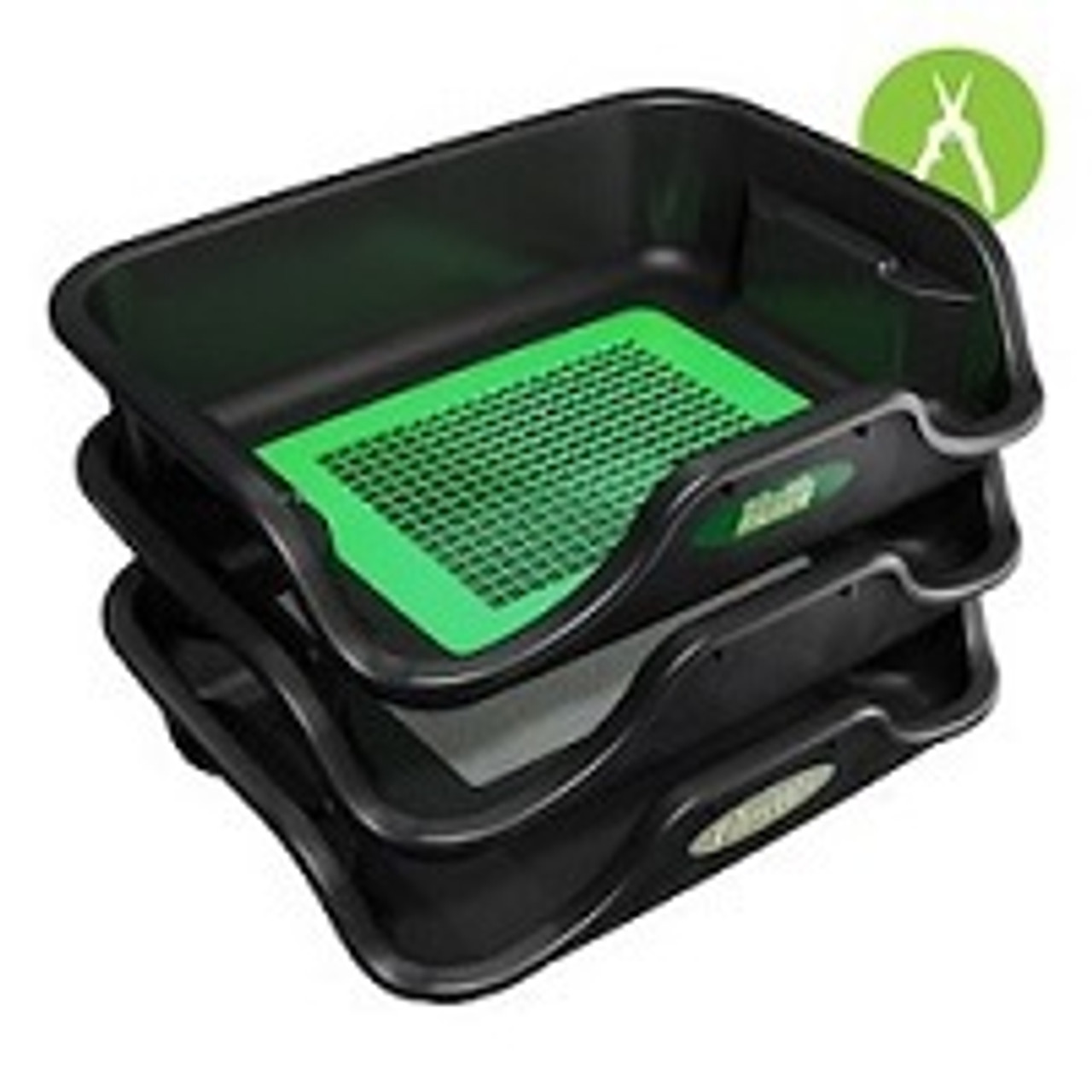 Black Plastic Trimming Tray Set with 150/220 Micron Screen Mesh