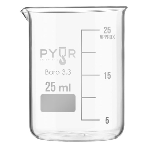 Glass Beaker Low Form with Spout and Graduations  25ml