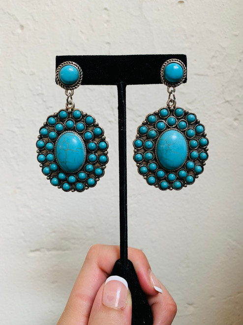 Turquoise Dangle Cluster Earrings 