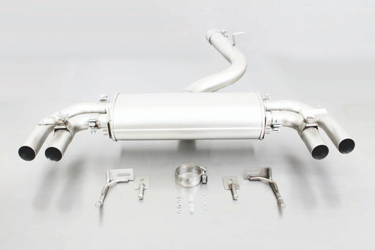 Remus Exhaust Non-Resonated Cat back System Left/Right with Integrated valves using the OE valve control system with 4 tail pipes 84 mm angled, rolled edge, chromed - A3 8V Hatchback S3 2.0 TFSI Quattro 221 kW CJXC 2013-2016