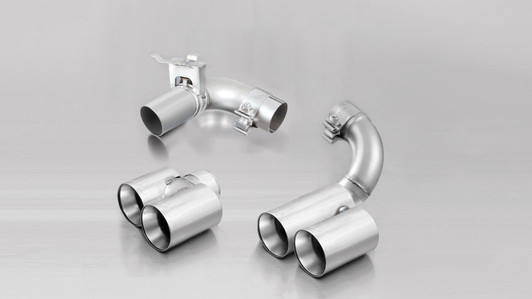 Remus Exhaust Resonated Cat back System Left/Right with Integrated valves using the OE valve control system with 4 chromed tail pipes 76 mm straight cut - 3 Series F30/F31 LCI 330i 185 kW B48B20 2014-