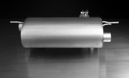 Remus Exhaust Rear Silencer Left/Right with Integrated valves using the OE valve control system with 2 tail pipes 84 mm Street Race Black Chrome, straight, carbon insert - 3 Series F30/F31 LCI 335i 225 kW N55B30 2014-