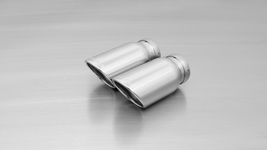 Remus Exhaust Rear Silencer Left with 2 tail pipes 84 mm angled, rolled edge, chromed - Fiesta Mk7 1.6 ST 134 kW 2013- Remus Exhaust Rear Silencer Left with 2 tail pipes 84 mm angled, rolled edge, chromed - Fiesta Mk7 1.6 ST 134 kW 2013-