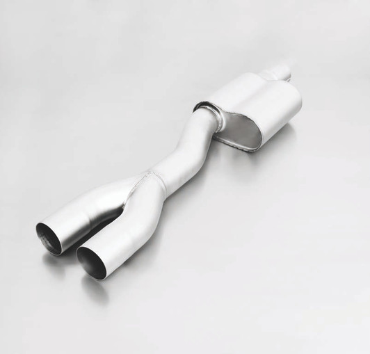 Remus Exhaust Resonated Cat back System Left/Right with Integrated valves including a Remus Exhaust Sound Controller Module with 2 tail pipes 98 mm Black Chrome, straight, carbon insert - Mustang 6th Gen 2.3 Ecoboost 231 kW  2015-2017