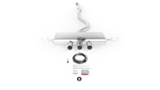 Remus Exhaust Non-Resonated Cat back System Left/Right with Integrated valves including a Remus Exhaust Sound Controller Module with 3 Carbon tail pipes 102 mm angled, Titanium internals - Civic FK8 2.0 Type-R 235 kW K20C1 2017-