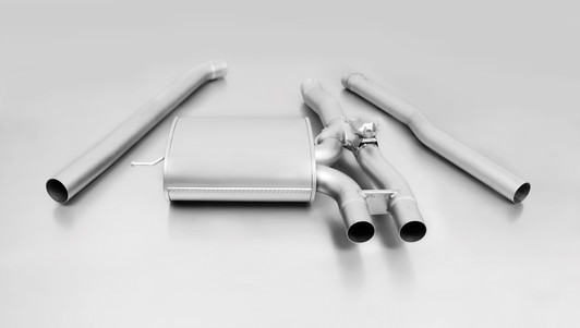 Remus Exhaust Non-Resonated Cat back System Left/Right with Integrated valves including a Remus Exhaust Sound Controller Module with 2 tail pipes 98 mm Black Chrome, straight, carbon insert - F55 5 Door Hatch Cooper S 2.0 Turbo 141 kW  2014-2018