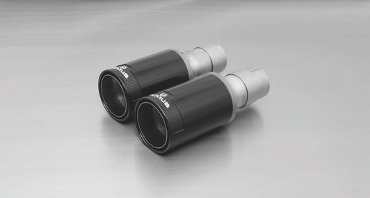 Remus Exhaust Rear Silencer Centred with 2 tail pipes 98 mm Black Chrome, straight, carbon insert - R58 Coupe Cooper S JCW 1.6 Turbo 155 kW  2011-
