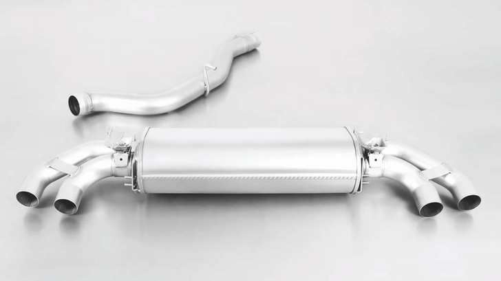 Remus Exhaust Rear Silencer Left/Right with Integrated valves using the OE valve control system with 4 tail pipes 102 mm angled, straight cut, chromed - A1 8X S1 2.0 TFSI 170 kW CXZA 2015-