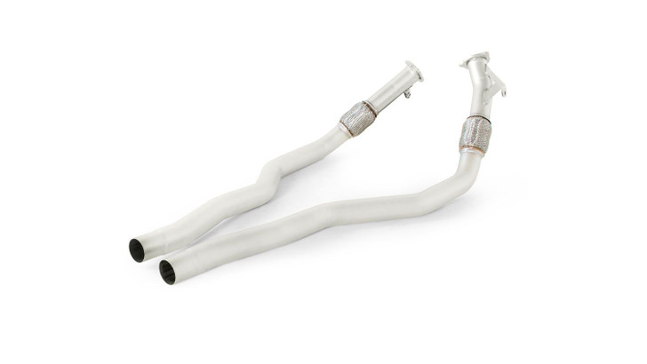Remus Exhaust Non-Resonated Downpipe back System Left/Right with integrated valves with 4 tail pipes 84 mm straight, carbon insert - A5 F5 Coupe RS5 2.9 V6 Biturbo 331 kW DECA 2017-