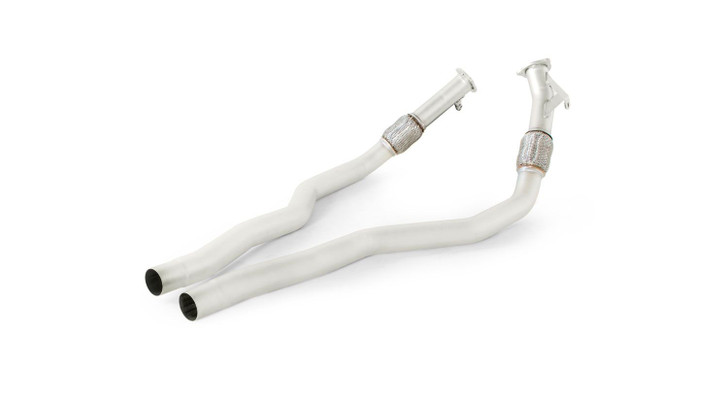 Remus Exhaust Non-Resonated Downpipe back System Left/Right with integrated valves with 4 tail pipes 84 mm Black Chrome, straight, carbon insert - A5 F5 Coupe RS5 2.9 V6 Biturbo 331 kW DECA 2017-