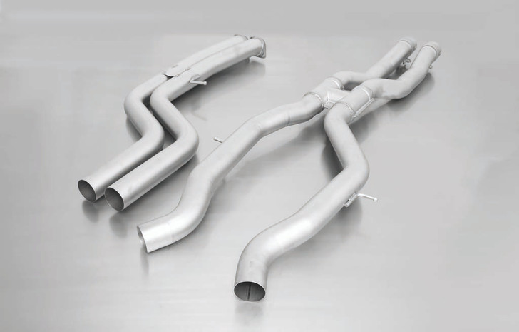 Remus Exhaust Non-Resonated Cat back System Left/Right with Integrated valves using the OE valve control system with 4 tail pipes 98 mm Black Chrome, straight, carbon insert - 3 Series F80 LCI M3 331 kW S55B30A 2015-
