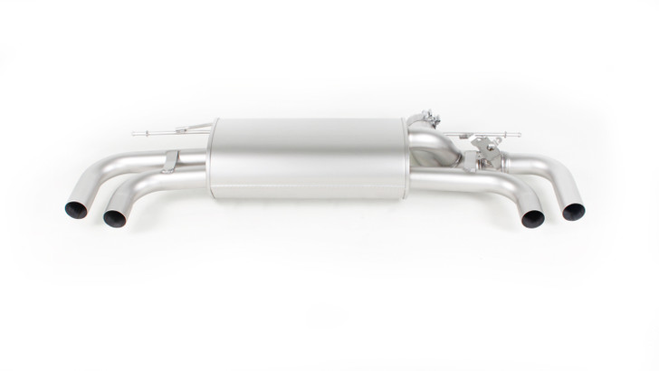 Remus Exhaust Rear Silencer Left/Right with Integrated valves using the OE valve control system with 4 tail pipes 102 mm angled, straight cut, chromed - 5 Series G30/G31 540i 250 kW B58B30A 2017-