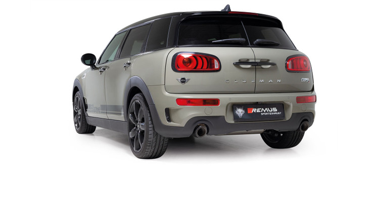 Remus Exhaust Cat back System Left/Right with 2 Stainless Steel tail pipes 102 mm angled, straight cut - F54 Clubman Cooper S 2.0 Turbo 141 kW  2019-