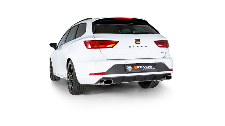 Remus Exhaust GPF back System Left/Right with 2 tail pipes 133x85 mm angled/angled, chromed  - Leon 5F ST Estate 2.0 TSI Cupra 300 4drive 221 kW DNU 2018-