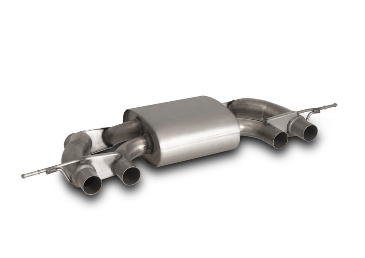 Remus Axle back System Left/Right with Integrated valves using the OE valve control system with 4 tail pipes Ø 102 mm angled, straight cut, chromed - 3 Series G80 M3 353 kW S58B30A 2021-