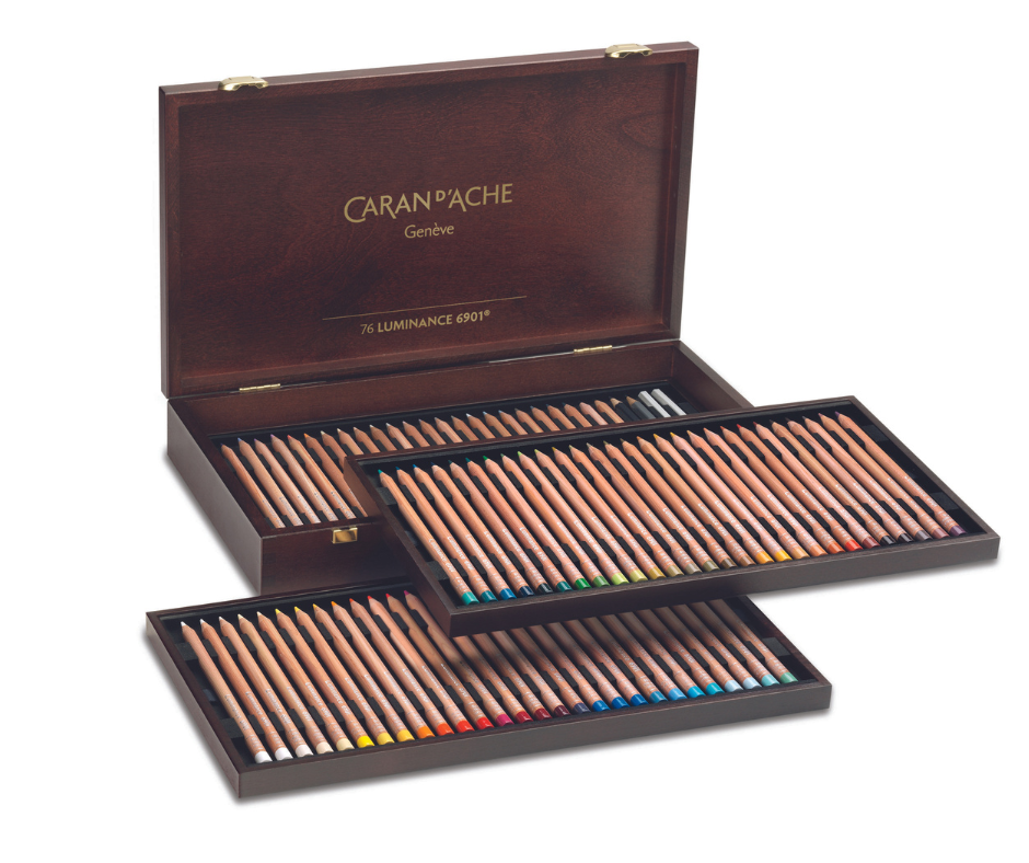 CARAN D'ACHE LUMINANCE6901(WoodenBOX)76色 Caran dAche LUMINANCE 6901 Lightfast Colour Pencil - Wooden Box