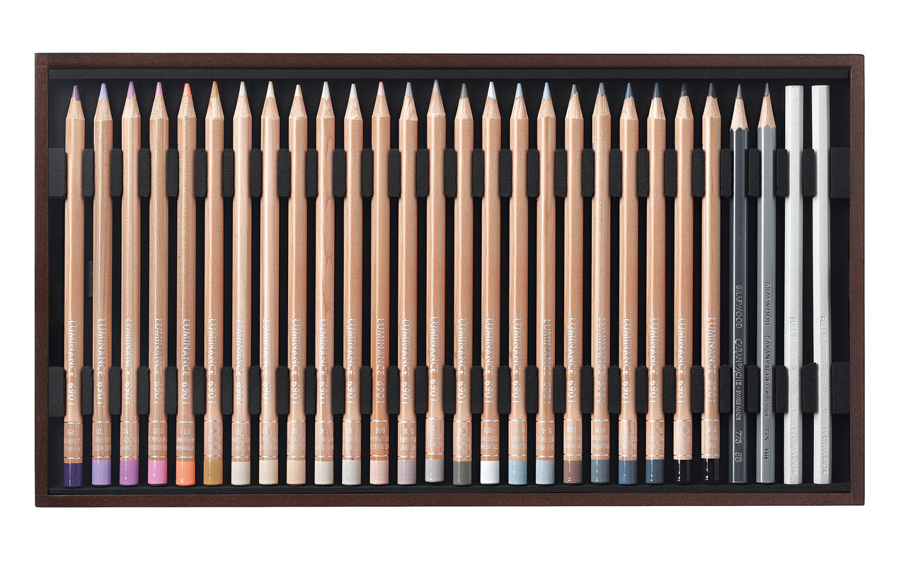 CARAN D'ACHE LUMINANCE6901(WoodenBOX)76色 Caran dAche LUMINANCE 6901 Lightfast Colour Pencil - Wooden Box
