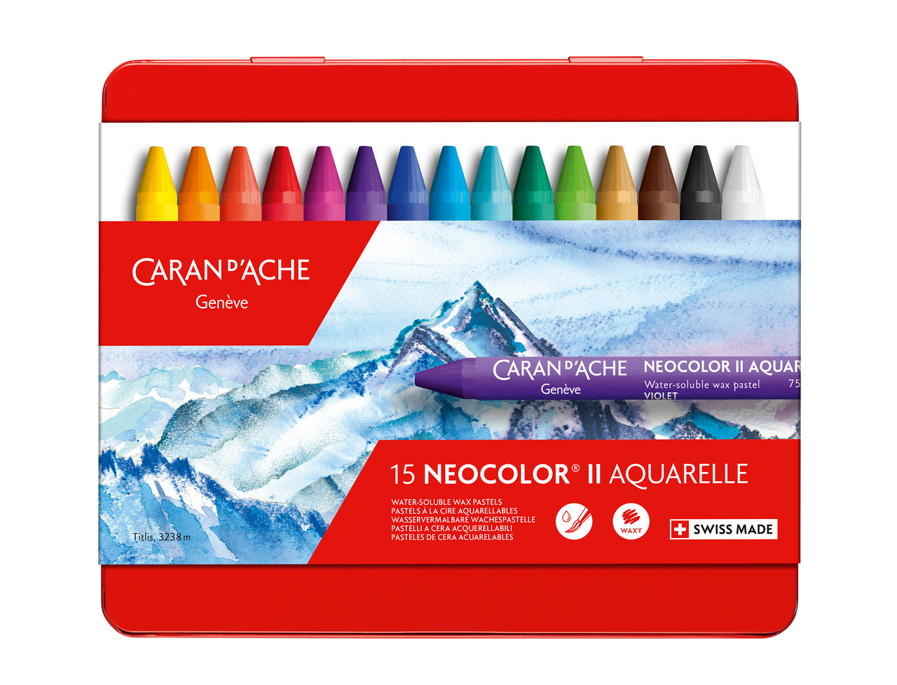 Caran d'Ache Neocolor II Water-Soluble Wax Pastels – Set of 15