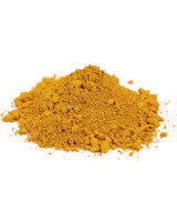 Rublev Colours Chromium Rutile Yellow dry pigment PBr 24 - close-up of yellow-orange chrome buff rutile powder texture for paint making
