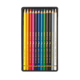 Caran d’Ache Pablo 12-colour pencil set in tray showing hexagonal pencils neatly arranged by shade