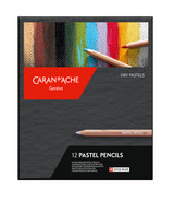Caran d’Ache Pastel Pencil 12-colour set in closed metal case with signature Swiss Made branding