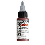 Golden High Flow Acrylics 30ml Transparent Red Iron Oxide S1 bottle with ultra-fluid acrylic paint and front label visible