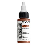 Golden High Flow Acrylics 30ml Burnt Sienna S1 bottle with ultra-fluid acrylic paint and front label visible