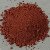Top view of Blue Ridge Hematite pigment powder (PR102) – rich opaque red iron oxide dry pigment, 100g jar
