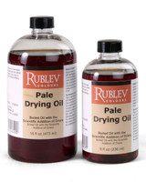 Rublev Colours Pale Drying Oil linseed oil medium bottles, 16 fl oz and 8 fl oz, fast-drying oil painting medium with driers