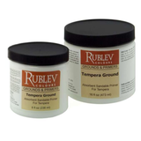 Rublev Colours Tempera Ground 8 fl oz and 16 fl oz jars side by side, tempera primer for hardboard and wood panels
