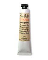 Rublev Colours Mixing White oil paint 50ml tube on white background, lead free titanium white mixing colour