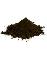Side view mound of Blue Ridge Raw Umber dry pigment powder natural umber earth colour close-up