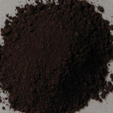 Top view of Cassel Earth pigment powder showing deep brown-black earth pigment texture Rublev Colours
