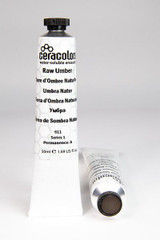 Ceracolors Water-Soluble Wax Paint 50ml - S1 Raw Umber tube upright on white background professional encaustic wax paint PBr 7