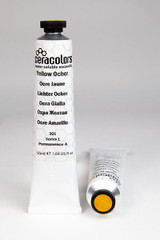 Ceracolors Water-Soluble Wax Paint 50ml - S1 Yellow Ochre tube upright on white background professional wax paint PY 43