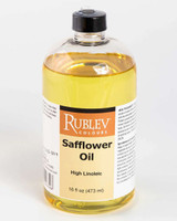 Rublev Oil Paint Medium Safflower Oil 16 fl oz bottle, expeller-pressed high linoleic safflower oil for making pale oil colours and whites with reduced yellowing