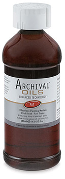 Chroma Archival Odourless Fat Medium bottle, syrupy heavy bodied alkyd medium for oil painting to increase gloss, flow and drying