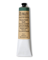 Rublev Artists Oil Colours Nicosia Green Earth 150ml tube front label