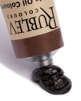 Rublev Artists Oil Colours Cyprus Raw Umber Dark 50ml tube squeezed showing rich dark umber paint consistency