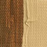 Close-up paint swatch of Cyprus Raw Umber Light oil colour on canvas showing deep masstone and pale tint with visible brushstroke textur