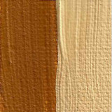 Lemon Ochre oil paint swatch on primed cotton canvas showing mass tone and 1:1 tint mixed with titanium white
