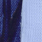 Close-up lazurite oil paint texture showing long, glossy blue body and medium-grained pigment character