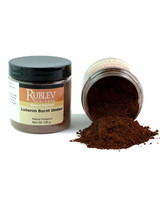 Rublev Colours Luberon Burnt Umber pigment jar tipped with powder spilling out 100g PBr7 burnt umber dry pigment