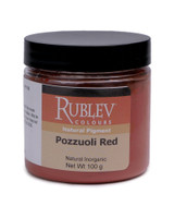 Rublev Colours Pozzuoli Red dry pigment 100g jar label PR102 natural Italian red earth pigment from Pozzuoli