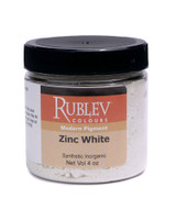 Rublev Colours Zinc Oxide dry pigment 100g jar label PW4 zinc white pigment for watercolour and tempera