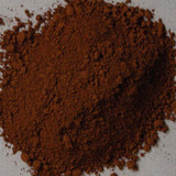 Top view of Cyprus Raw Umber Medium pigment powder PBr7 showing deep reddish-brown earth texture close-up