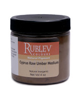 Rublev Colours Cyprus Raw Umber Medium dry pigment 100g jar label PBr7 natural earth pigment from Tamasos Cyprus