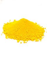 Side view mound of Chrome Yellow Medium dry pigment powder PY34 high hiding power lead chromate yellow